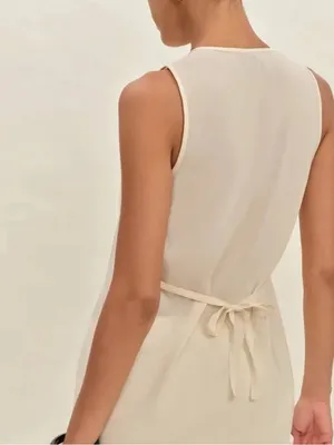 Reformation Floria Top Button-Front back tie Cream minimalist career classic 8 thumbnail 2