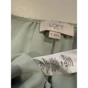 Loft Top Womens Medium Mint Green Swiss Dot Polka Dot Faux Wrap Work Office thumbnail 3