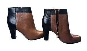 Sam Edelman 2 Tone Ankle Booties Old Money‎ Quiet Luxury Preppy Tan Black SZ 8.5 thumbnail 1