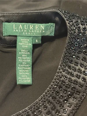 Lauren Ralph Lauren Classic Black Sleeveless Beaded Neck pleated Dress size 6 thumbnail 6