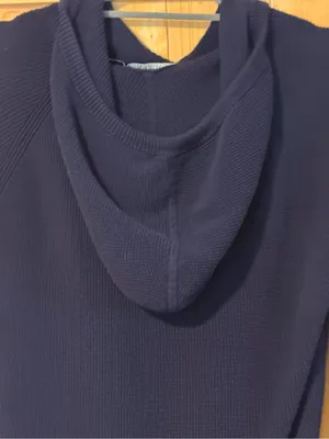 Lauren Ralph Lauren Navy Blue Waffle Knit Hooded Sweater Sz M thumbnail 9