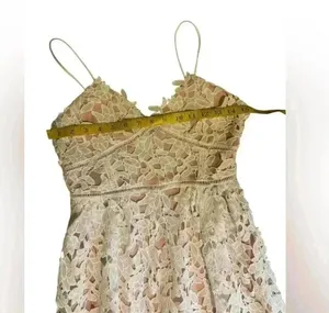 Unbranded Self-Portrait Lace Midi Dress White Size Small. thumbnail 14