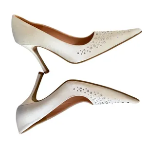 Dune White Satin Pointed Toe Crystal Rhinestone Embellished Bridal Pumps thumbnail 8