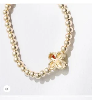 Color Rhinestone Cross Beaded Gold Tone Bracelet thumbnail 4