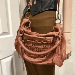 MONI MONI Cinzia Moniaci Brown Italian Leather Studded Splendor Tote Satchel Bag thumbnail 12