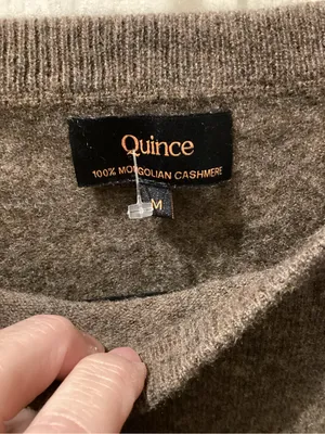 Quince Brown Mongolian Cashmere Crewneck Sweater thumbnail 2
