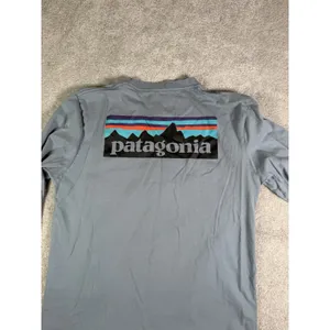 Patagonia Back Logo LS T-Shirt Womens L Regular Light Blue Hiking Camp Outdoors thumbnail 2