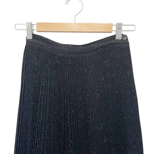 Vintage 60s Campus Casuals Wool Pleated Midi Skirt Black Confetti Fleck Size XS thumbnail 6