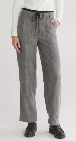 Democracy Clothing Curve Equality Straight Leg Pants‎ Grey Heather Drawstring 12 thumbnail 1