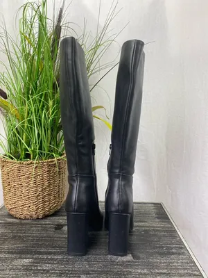 Steve Madden Black Ally Zip Up Knee High Block Heel Square Toe Boots 6.5 thumbnail 5
