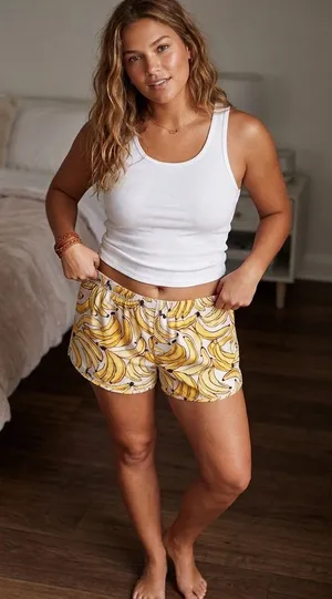 PINK Victoria's Secret banana print lounge sleep boxer shorts size XL. thumbnail 1