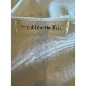 Trouble At The Mill‎ Shirt Women Medium White V Neck Distressed Long Sleeve Tee thumbnail 8