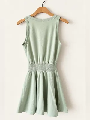 sundays by wearsundays Mint Green Scoopneck Smocked Waist Fit Flare Mini XS thumbnail 5