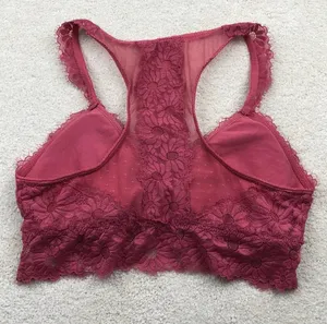 Aerie Red Lace T-Back Padded Bralette thumbnail 2