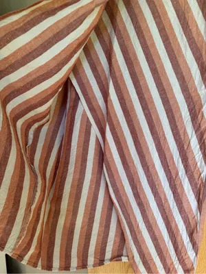 Madewell Boho Striped Linen Blend Faux Wrap Overlay Midi Skirt Small thumbnail 3