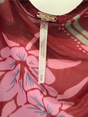 Free People Burgundy Floral Wrap Blouse with Pink Blooms thumbnail 2