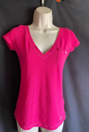 Hollister Pink V-neck Pocket Top thumbnail 1