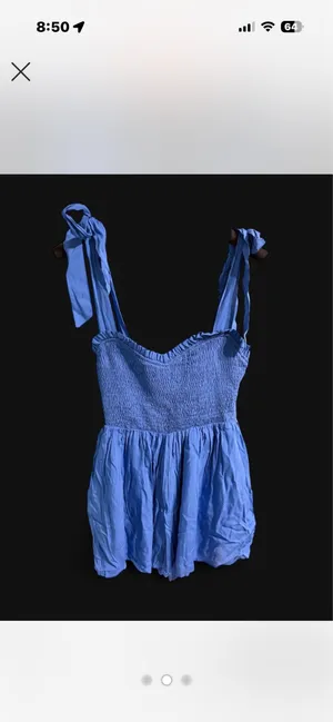 Main Strip Blue romper with tie straps thumbnail 2