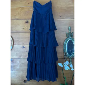 NWT Lulus Seriously Sensational Navy Blue Strapless Tiered Maxi Dress Gala Sz L thumbnail 2