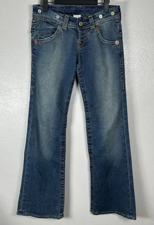 True Religion Womens Low Rise Flare Wide Jeans Made in USA Size 26‎ Flap Pockets thumbnail 1