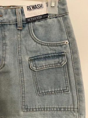 Rewash Light Blue Mini Skirt with Utility Pockets  thumbnail 3