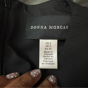 Donna Morgan Crew Neck Bell Sleeve Solid Crepe Black Cocktail Dress NWOT size 2 thumbnail 8