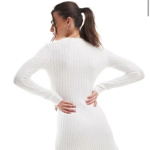 Hollister knit long sleeve mini dress in cream medium thumbnail 2