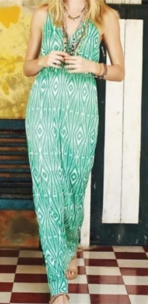 Anthropologie The Addison Story Green & White Geometric Print Maxi Dress, NWT thumbnail 1