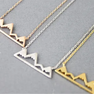 White‎ Gold Plated Mountain Bar Pendant Necklace, 16-18” thumbnail 9