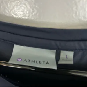 Athleta Smokey Blue Long Sleeve Pullover Athletic High-Lo Nylon Top Size Large thumbnail 8