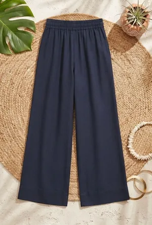 YOGALICIOUS Black Casual Wide Leg Lounge Pants | High Smocked Waist thumbnail 1