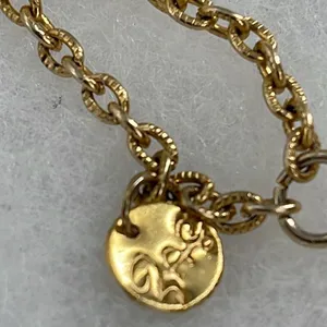 Vintage ZAG freshwater pearl etched leaf Y drop necklace. thumbnail 8