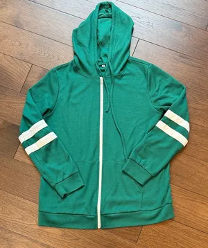 Amazon Green Zip-Up Hoodie with White Stripes C4-011 thumbnail 1