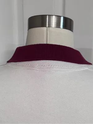 Vintage Fall Leaf Sweatshirt 90s Embellished Collar White Burgundy XL thumbnail 4