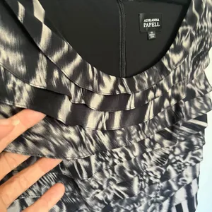 Adrianna Papell Tiered Sheath Dress 14 Mob Wife Animal Maximal Cocktail Abstract thumbnail 4