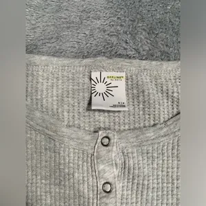 Aerie offline Gray Waffle Knit Henley Top small thumbnail 4