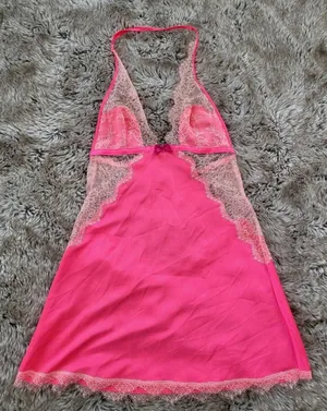 Victoria's Secret Lace Plunge Slip Hot Pink Size Small thumbnail 1