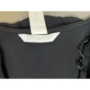 H&M Size 4 Black Blouse Dress Half Sleeve Mid Length V Neck Casual Button Down thumbnail 11