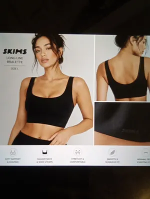 Skims Square Scoop Longline Bralette Seamless Onyx Black Womens Large thumbnail 2