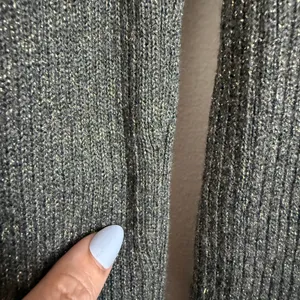 MADEWELL | Mock Neck Rib Knit Gray and Gold Lurex Sweater Dress| Small thumbnail 3