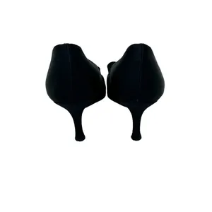 Stuart Weitzman Gigiritz Black Satin Ruffle Peep Toe Pumps‎ Heels Size 7.5 thumbnail 6