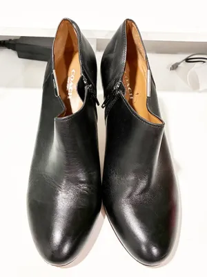 Coach Boots Size 9B Black Leather Ankle Zip Heeled Booties Seneca thumbnail 3