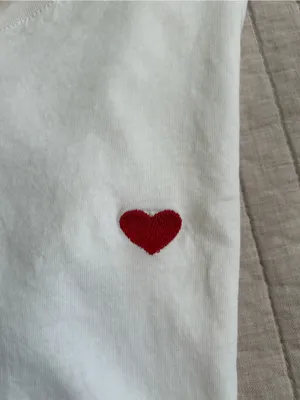 Sézane Conrad white embroidered tiny heart, cotton T-shirt, oversize XXS thumbnail 2