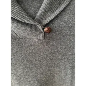 Lauren Ralph Lauren Gray Cotton Shawl Collar Toggle Button Sweater Womens Medium thumbnail 2