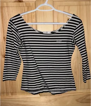 Guess Striped Top Off-The-Shoulder thumbnail 1