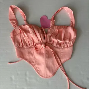 NWT Dolls kill Sugar Thrillz Peach Satin Corset Top size xxs thumbnail 1