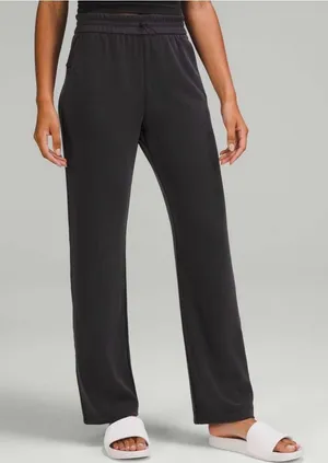 Lululemon Softstreme High Rise Pants Womens 4 Black Wide Leg Lounge Casual thumbnail 1
