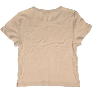 Aerie Womens Waffle Knit Crop Top Tee Peach Oversized M‎ NWT thumbnail 2
