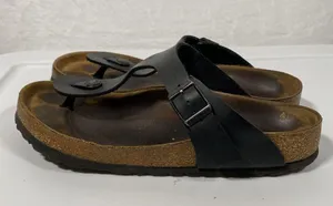 Birkenstock Sandals Women's Gizeh Black Birko Flor EU 39 US 8 - has some wear thumbnail 8
