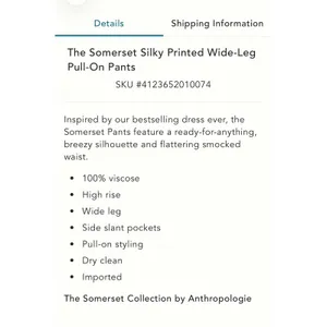 Anthropologie Somerset Silky Printed Wide-Leg Pull-On Pants Floral Black Multi thumbnail 2